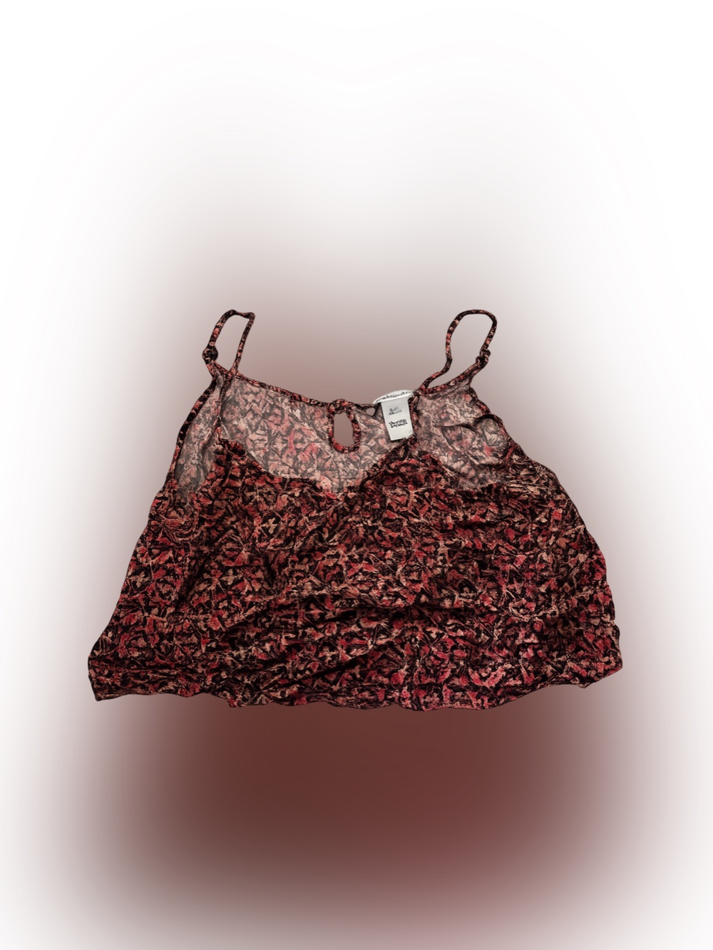 American Rag Red and Black Floral Sheer Camisole